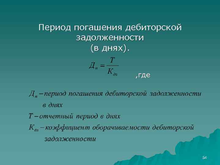 План погашения дебиторской задолженности