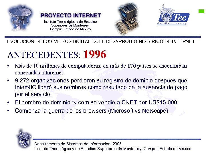 Instituto Tecnológico y de Estudios Superiores de Monterrey, Campus Estado de México EVOLUCIÓN DE