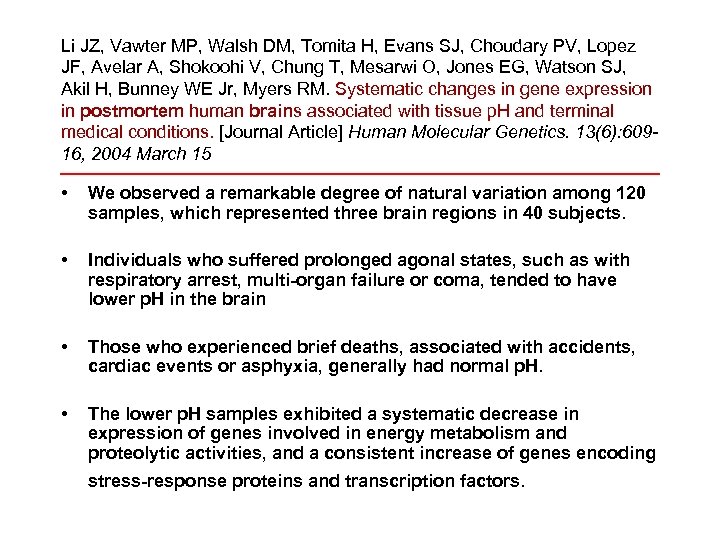 Li JZ, Vawter MP, Walsh DM, Tomita H, Evans SJ, Choudary PV, Lopez JF,