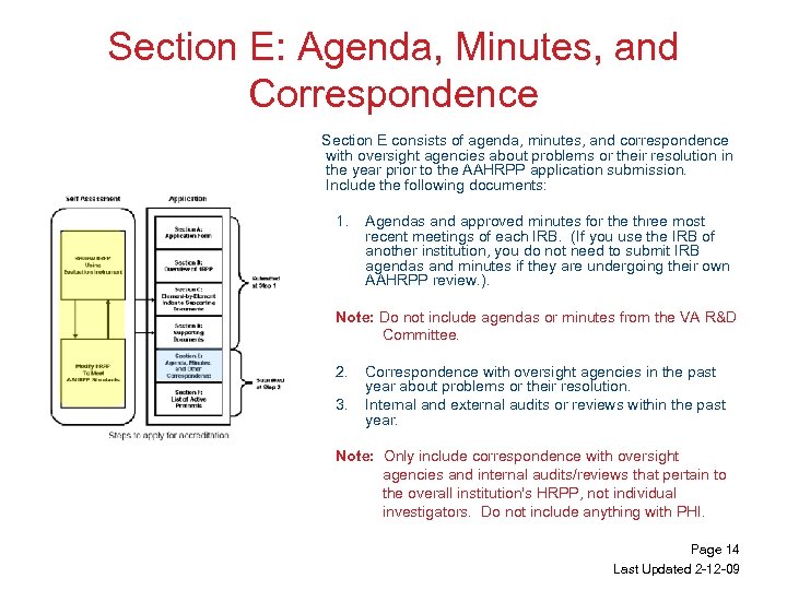 Section E: Agenda, Minutes, and Correspondence Section E consists of agenda, minutes, and correspondence