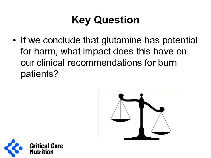 Key Question • If we conclude that glutamine has potential for harm, what impact