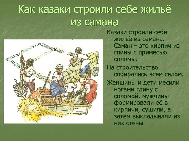 Как казаки строили себе жильё из самана Казаки строили себе жильё из самана. Саман