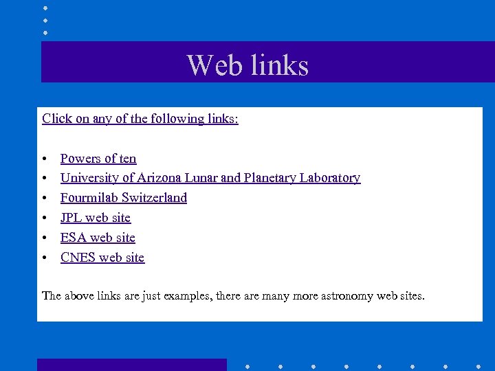 Web links Click on any of the following links: • • • Powers of