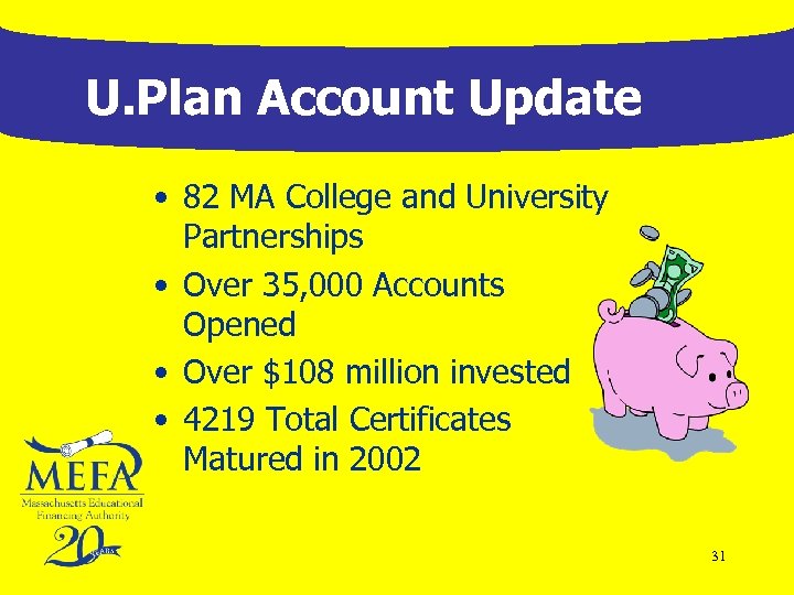 U. Plan Account Update • 82 MA College and University Partnerships • Over 35,