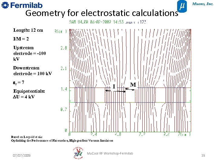 Muons, Inc. Geometry for electrostatic calculations Length: 12 cm I/M = 2 Upstream electrode