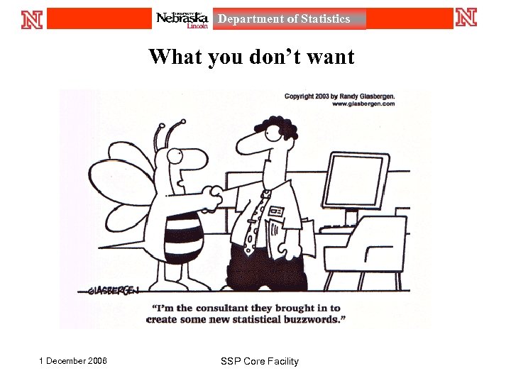 Department of Statistics What you don’t want 1 December 2006 SSP Core Facility 