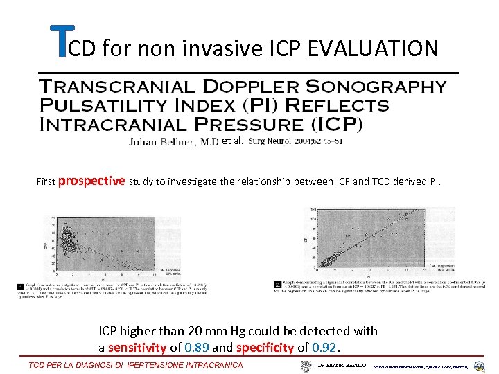 TCD for non invasive ICP EVALUATION et al. First prospective study to investigate the