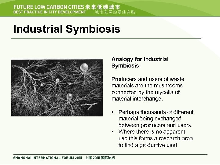 Industrial Symbiosis Analogy for Industrial Symbiosis: Producers and users of waste materials are the