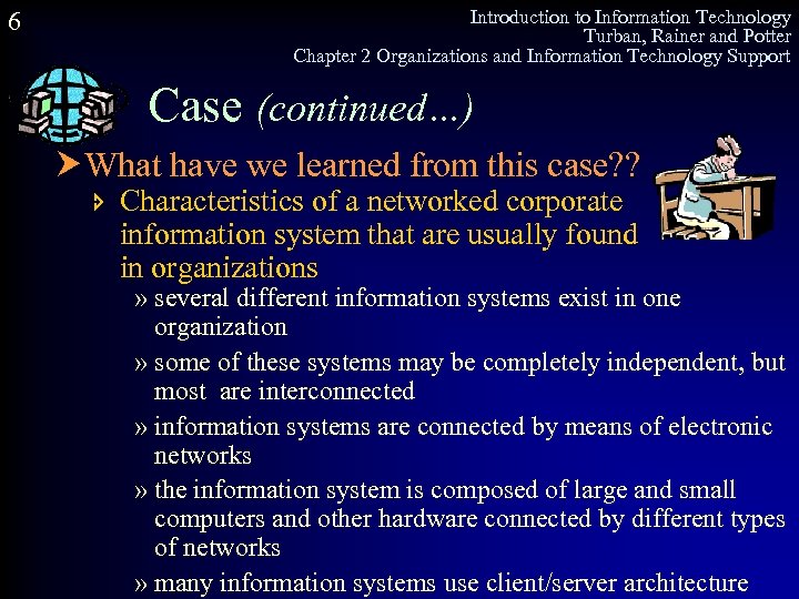 6 Introduction to Information Technology Turban, Rainer and Potter Chapter 2 Organizations and Information