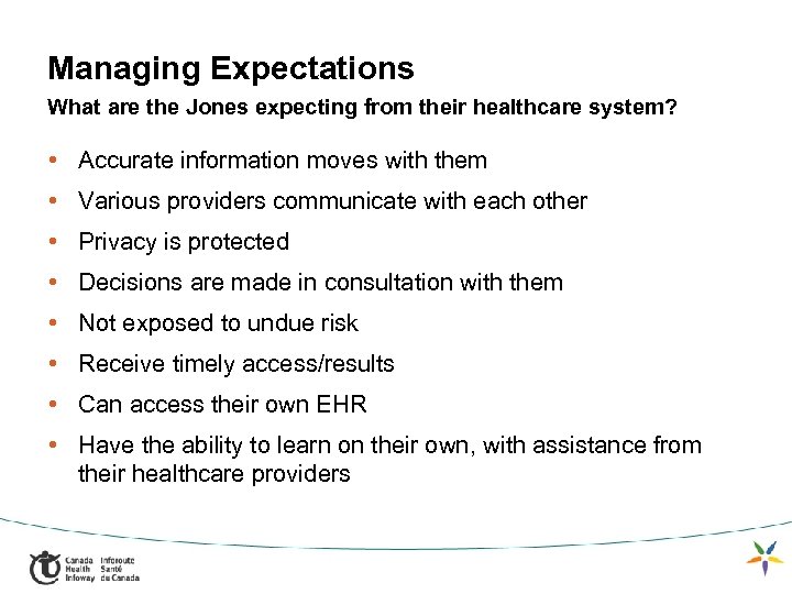 Managing Expectations What are the Jones expecting from their healthcare system? • Accurate information