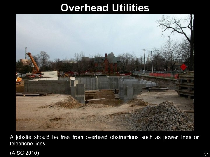 Overhead Utilities A jobsite should be free from overhead obstructions such as power lines