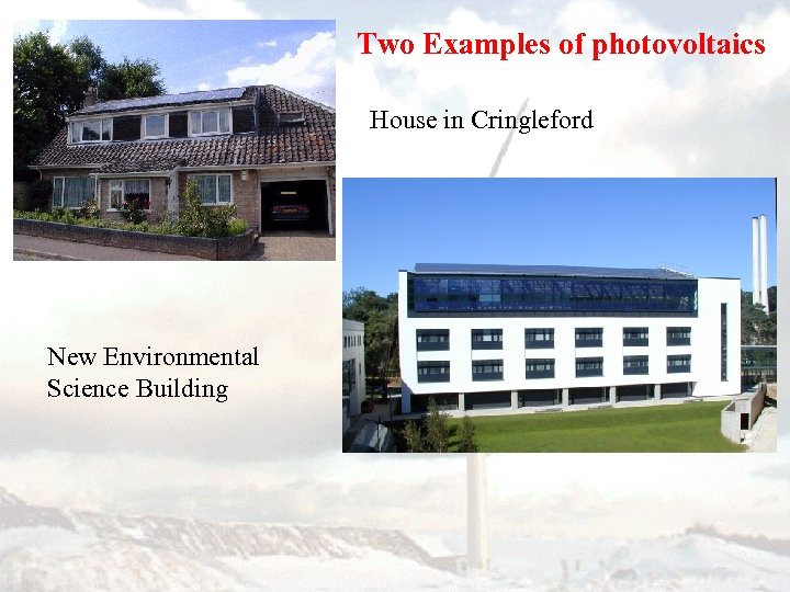 Two Examples of photovoltaics House in Cringleford New Environmental Science Building 
