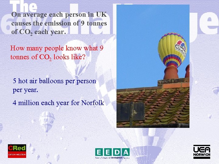 On average each person in UK causes the emission of 9 tonnes of CO