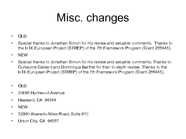Misc. changes • OLD • Special thanks to Jonathan Simon for his review and