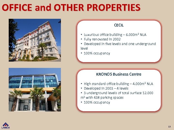 OFFICE and OTHER PROPERTIES CECIL • Luxurious office building – 6. 000 m 2