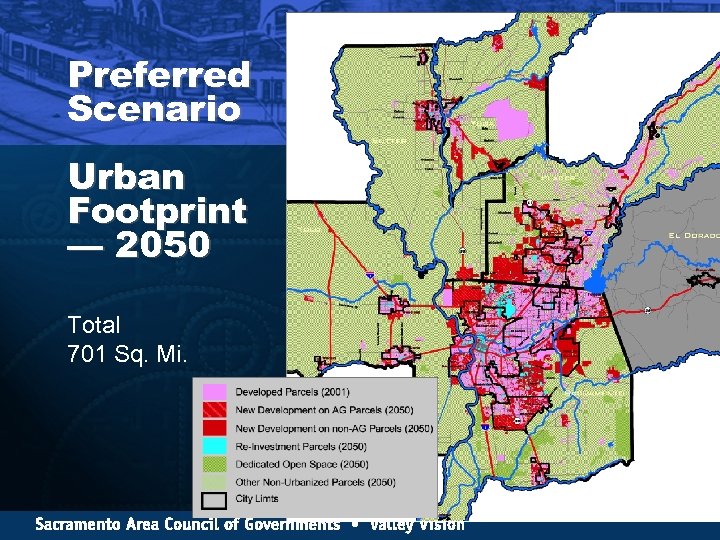 Preferred Scenario Urban Footprint — 2050 Total 701 Sq. Mi. 