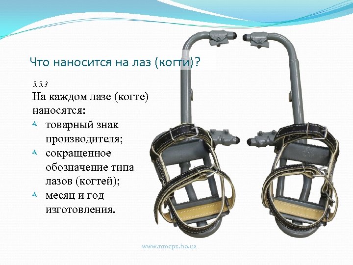 Что наносится на лаз (когти)? 5. 5. 3 На каждом лазе (когте) наносятся: ﻪ