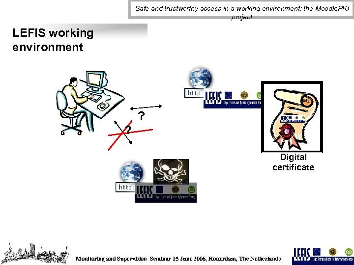 Safe and trustworthy access in a working environment: the Moodle. PKI project LEFIS working