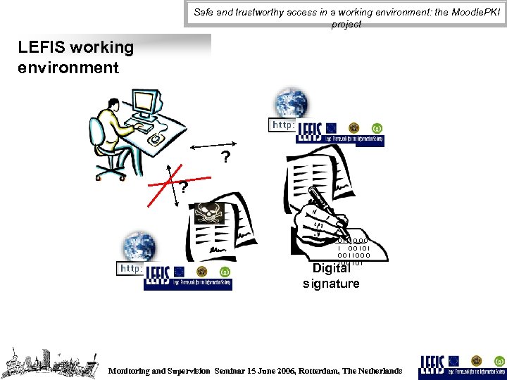 Safe and trustworthy access in a working environment: the Moodle. PKI project LEFIS working