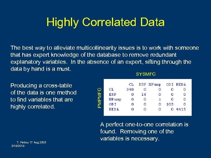 Highly Correlated Data The best way to alleviate multicollinearity issues is to work with