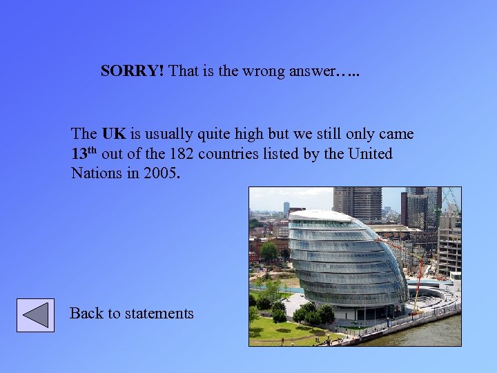 SORRY! That is the wrong answer…. . The UK is usually quite high but