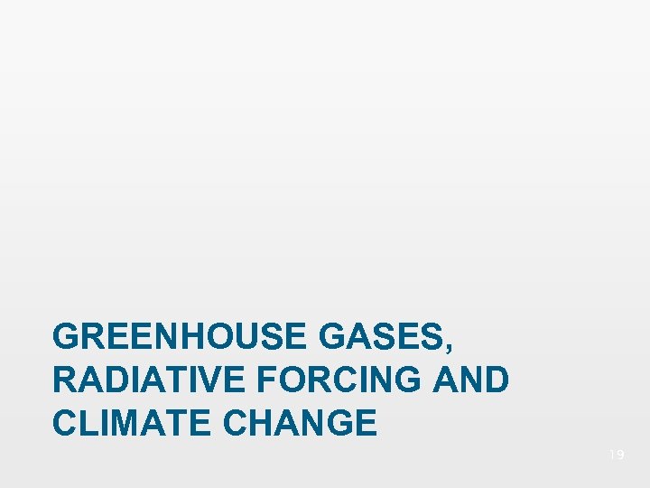 GREENHOUSE GASES, RADIATIVE FORCING AND CLIMATE CHANGE 19 