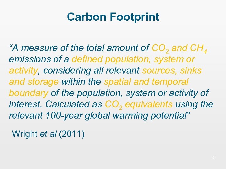 Carbon Footprint “A measure of the total amount of CO 2 and CH 4