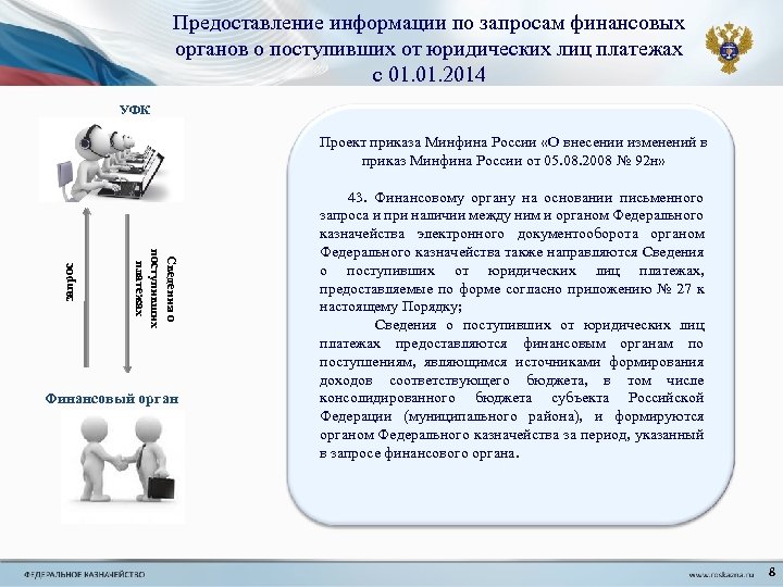 Предоставление информации по запросам финансовых органов о поступивших от юридических лиц платежах с 01.