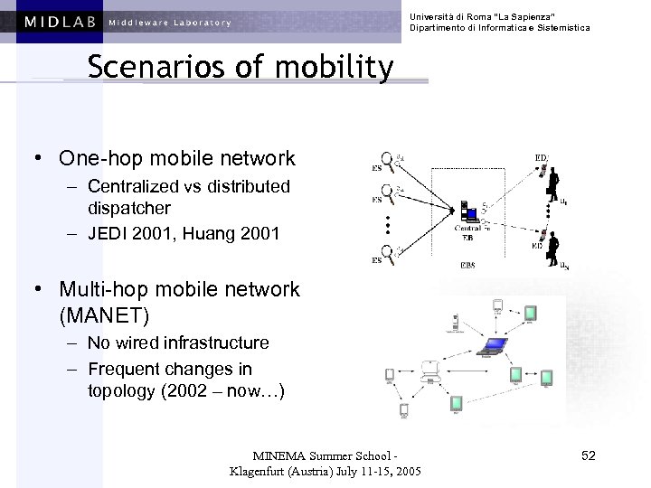 Università di Roma “La Sapienza” Dipartimento di Informatica e Sistemistica Scenarios of mobility •