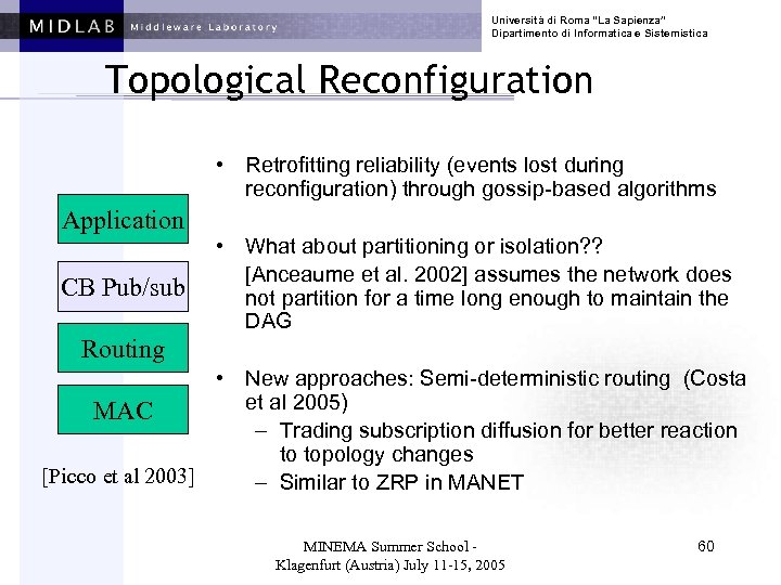 Università di Roma “La Sapienza” Dipartimento di Informatica e Sistemistica Topological Reconfiguration • Retrofitting