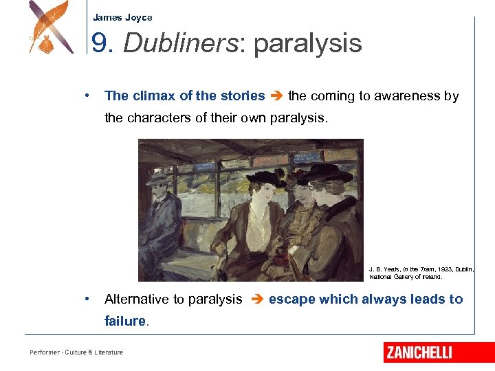 Jonathan Swift James Joyce 9. Dubliners: paralysis • The climax of the stories the