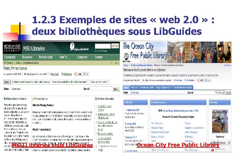 1. 2. 3 Exemples de sites « web 2. 0 » : deux bibliothèques