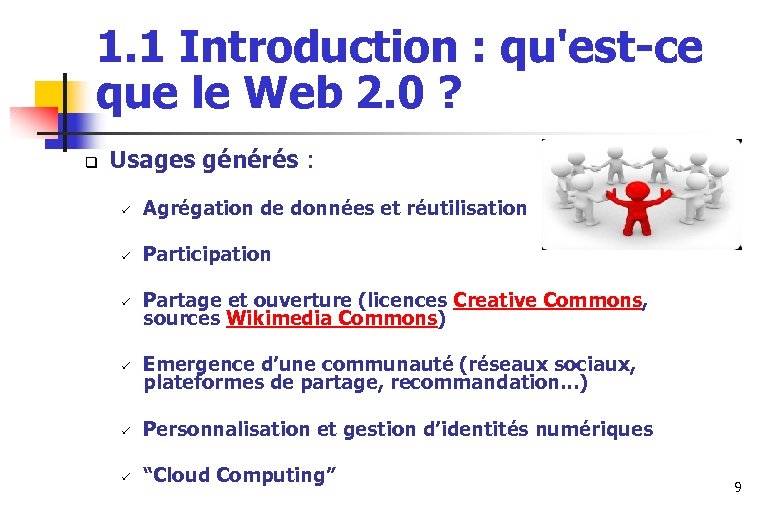 1. 1 Introduction : qu'est-ce que le Web 2. 0 ? q Usages générés