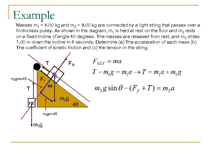 Example Masses m 1 = 4. 00 kg and m 2 = 9. 00