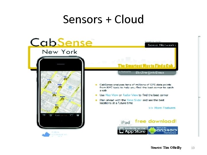 Sensors + Cloud Source: Tim OReilly 13 