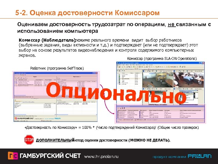 5 -2. Оценка достоверности Комиссаром Оцениваем достоверность трудозатрат по операциям, не связанным с использованием