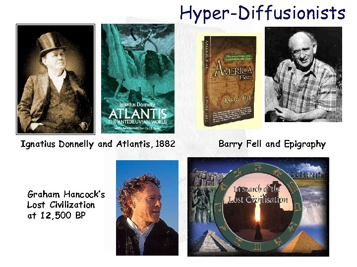 Hyper-Diffusionists Ignatius Donnelly and Atlantis, 1882 Graham Hancock’s Lost Civilization at 12, 500 BP