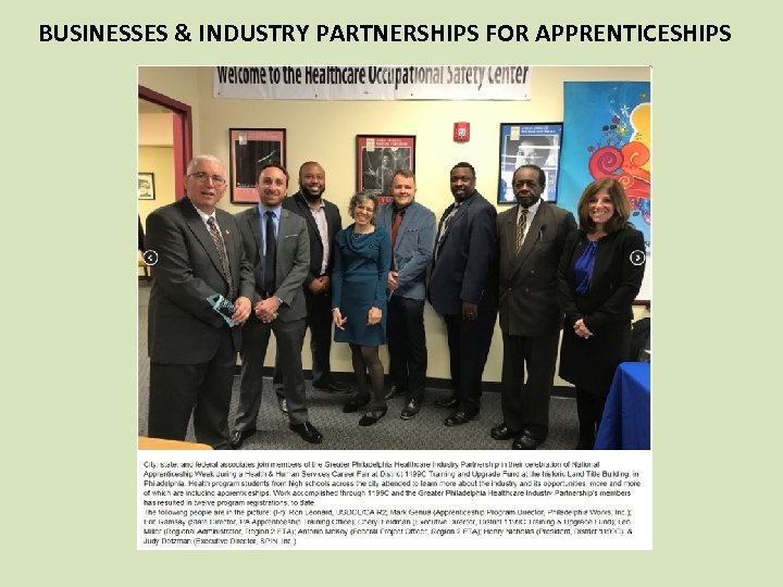 BUSINESSES & INDUSTRY PARTNERSHIPS FOR APPRENTICESHIPS 