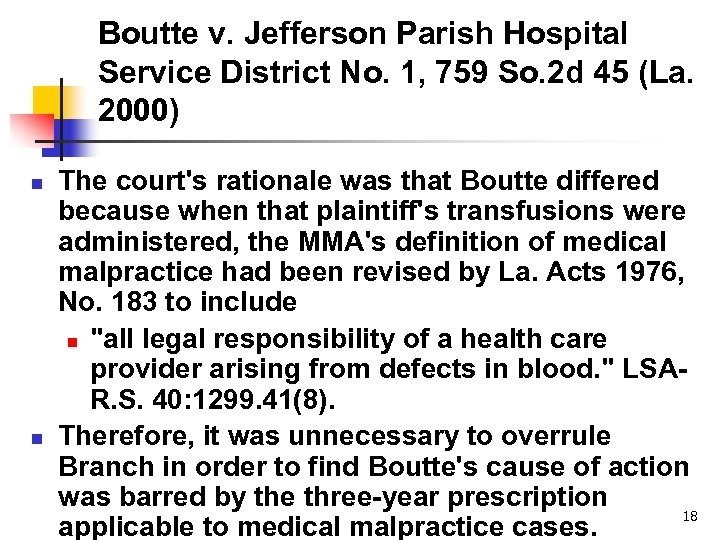 Boutte v. Jefferson Parish Hospital Service District No. 1, 759 So. 2 d 45