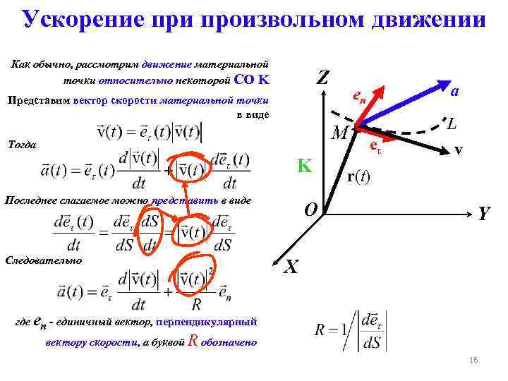 3 ускорение материальной точки. Ускорение точки при произвольном движении. Произвольное движение материальной точки. Скорость при произвольном движении. Движение с произвольным ускорением.