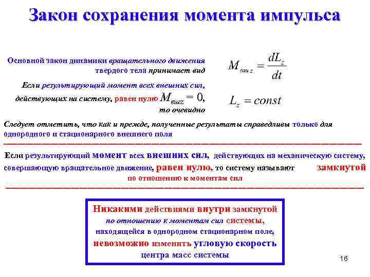 Закон момента импульса