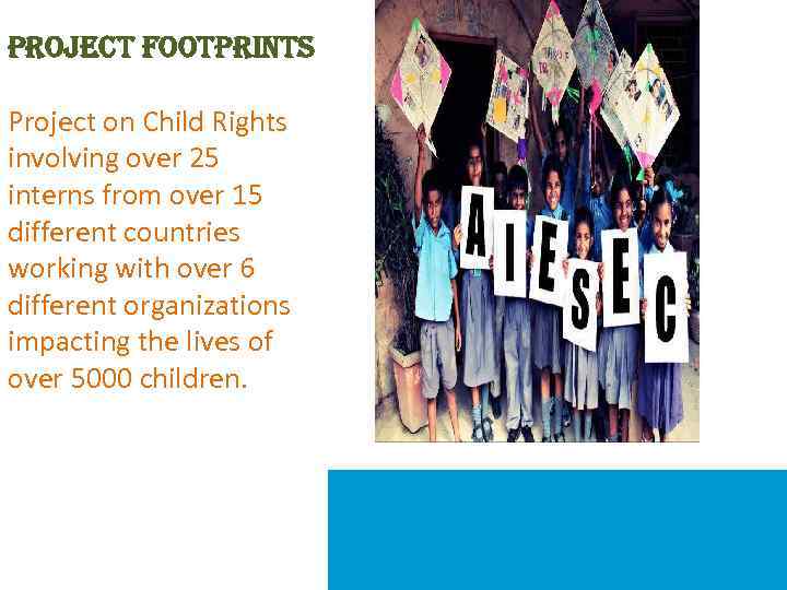 project Footprints Project on Child Rights involving over 25 interns from over 15 different