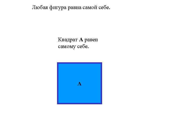 Любая фигура равна самой себе. Квадрат А равен самому себе. A 