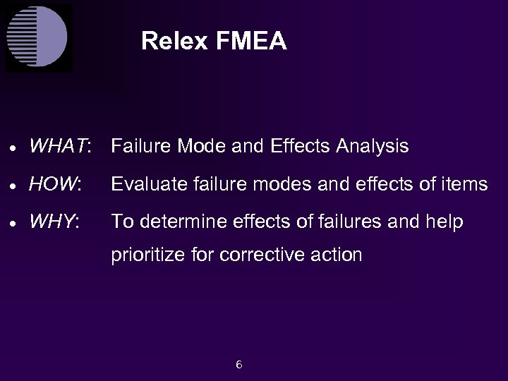 Relex FMEA · WHAT: Failure Mode and Effects Analysis · HOW: Evaluate failure modes