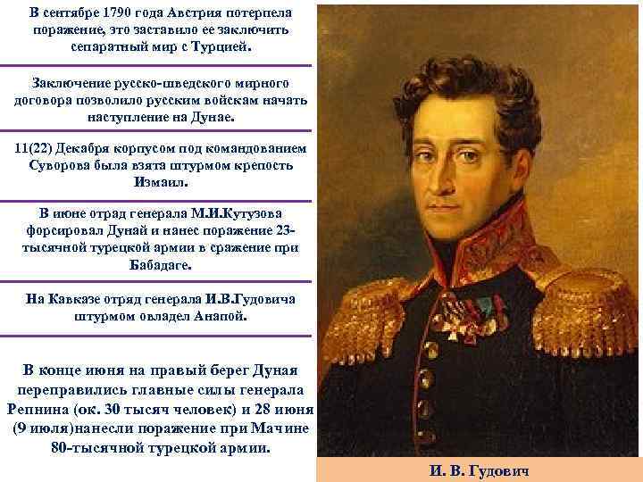 В сентябре 1790 года Австрия потерпела поражение, это заставило ее заключить сепаратный мир с