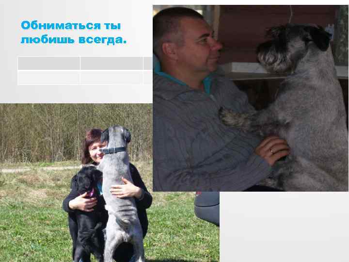 Обниматься ты любишь всегда. 