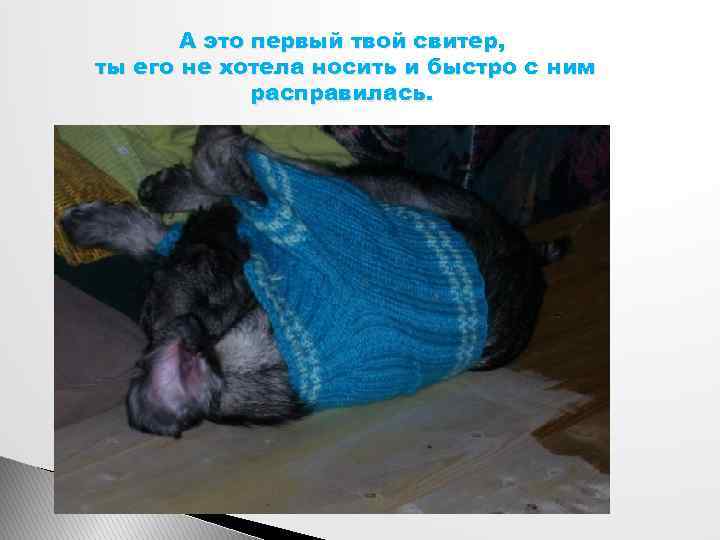 А это первый твой свитер, ты его не хотела носить и быстро с ним