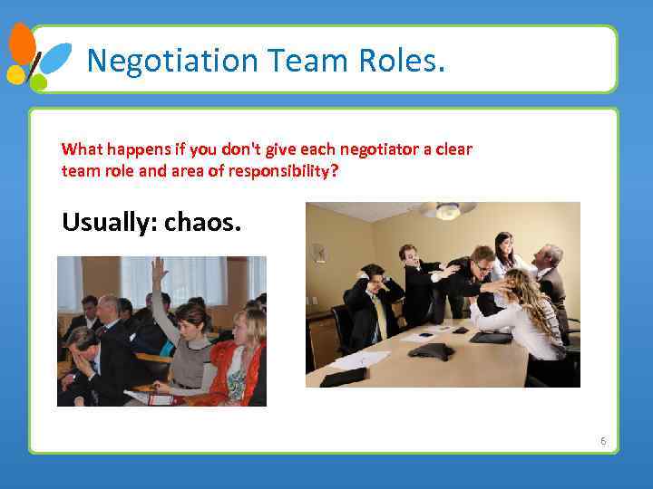 Negotiation Team Roles. What happens if you don't give each negotiator a clear team