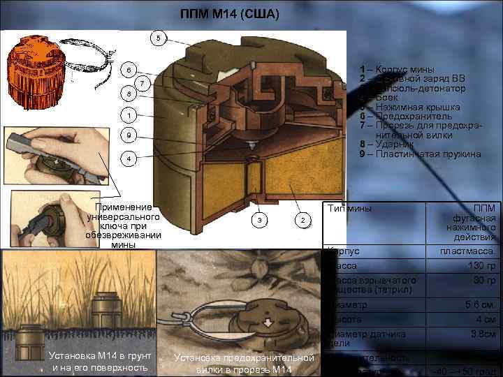 ППМ М 14 (США) 5 1 – Корпус мины 2 – Основной заряд ВВ