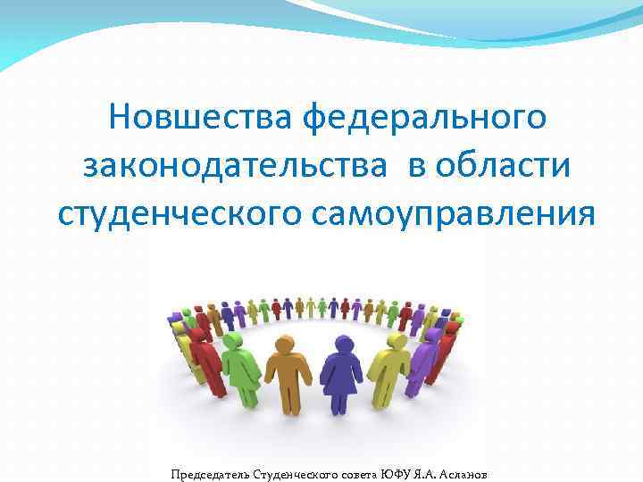 Новшества федерального законодательства в области студенческого самоуправления Председатель Студенческого совета ЮФУ Я. А. Асланов